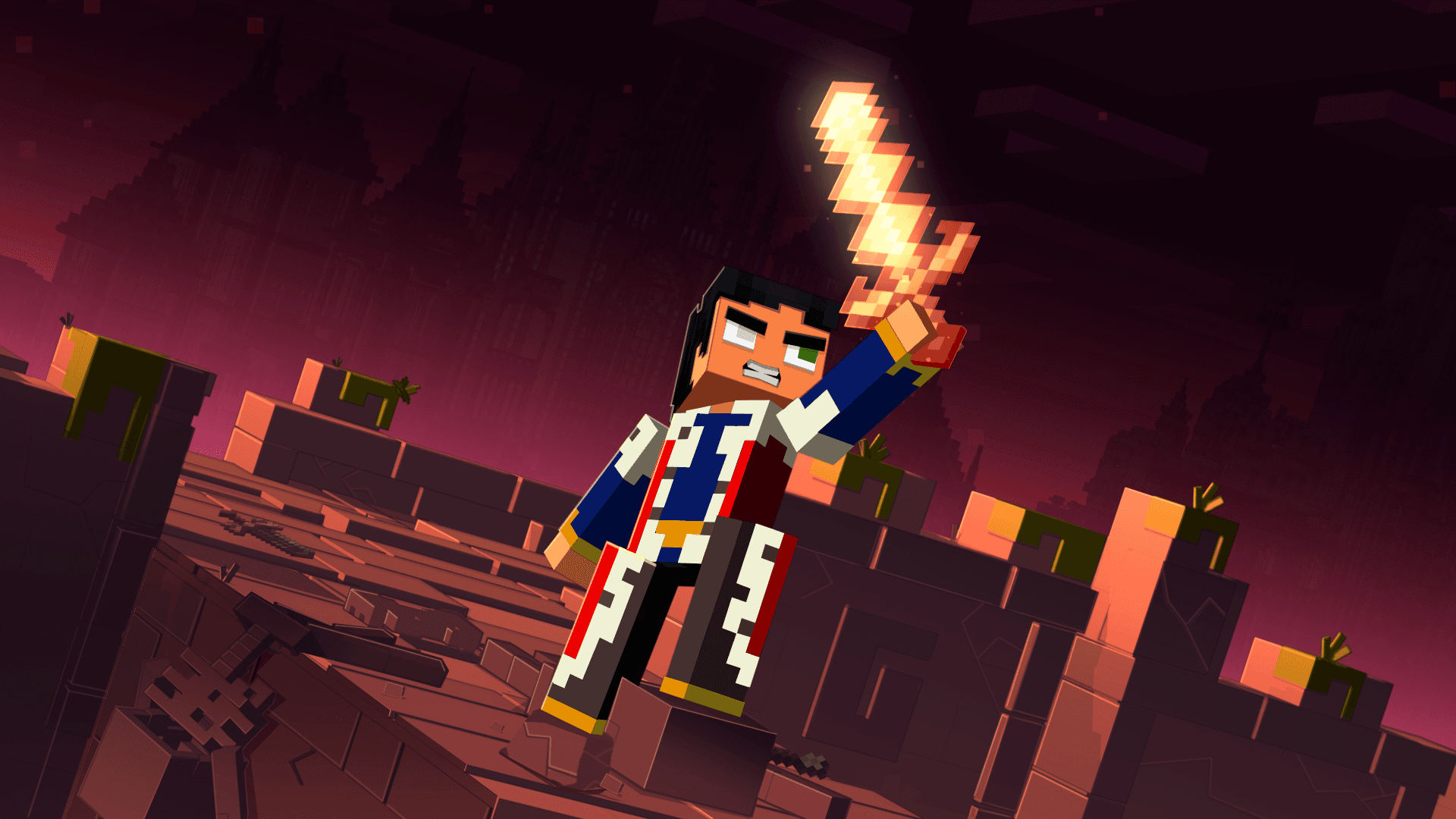 A Galithin adventurer holding a glowing weapon